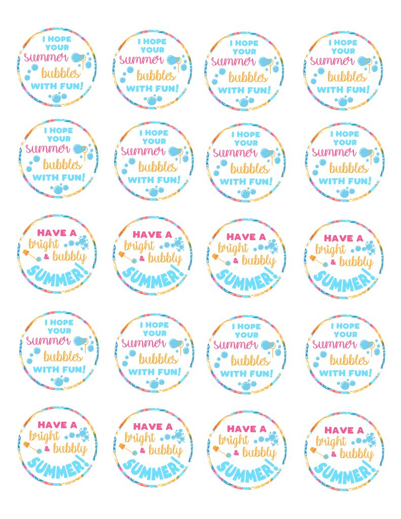 End Of School Year Summertime Bubble Gift Idea For Kids | Free regarding Free Printable Gift Tags For Bubbles