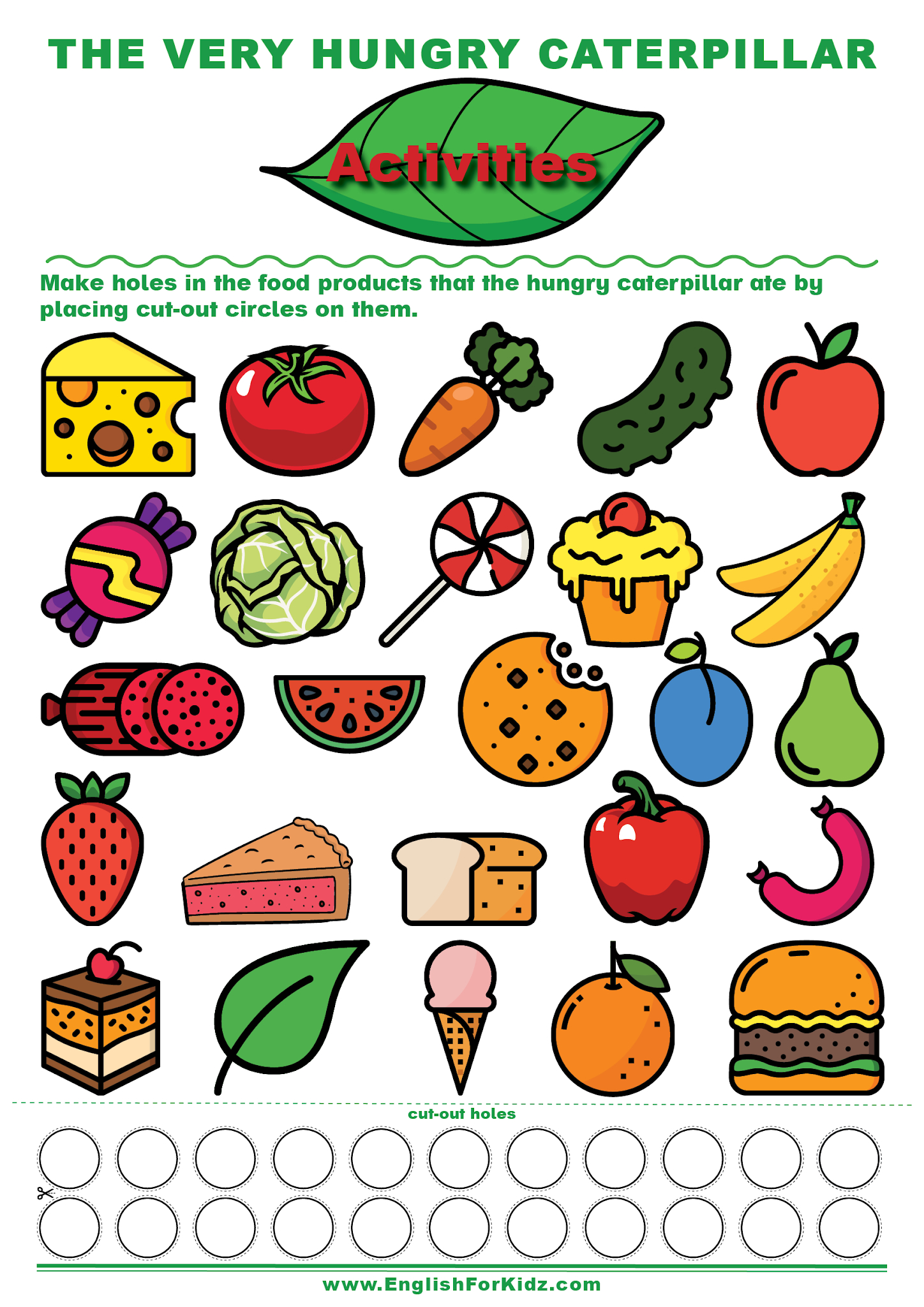 English For Kids Stepstep: The Very Hungry Caterpillar Activities inside Very Hungry Caterpillar Printable Food