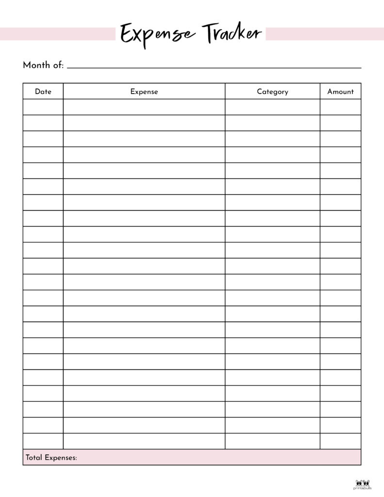 Expense Tracker Printables - 20 Free Options | Printabulls with regard to Free Printable Expense Tracker Printable