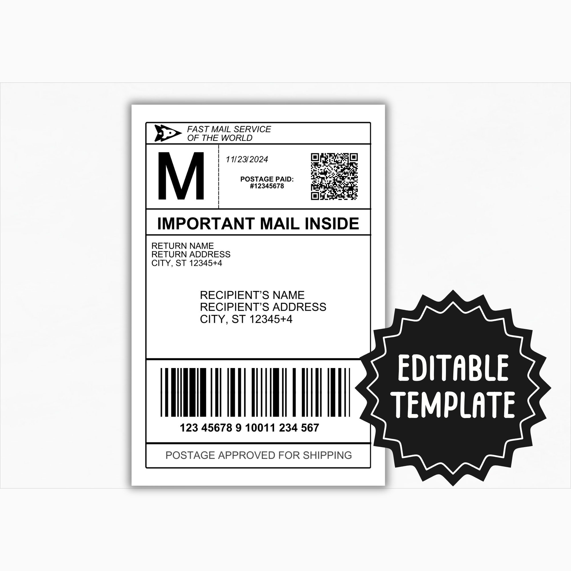 Fake Shipping Label Template | Editable Personalized Mail Label inside Fake Shipping Label For Prank Printable