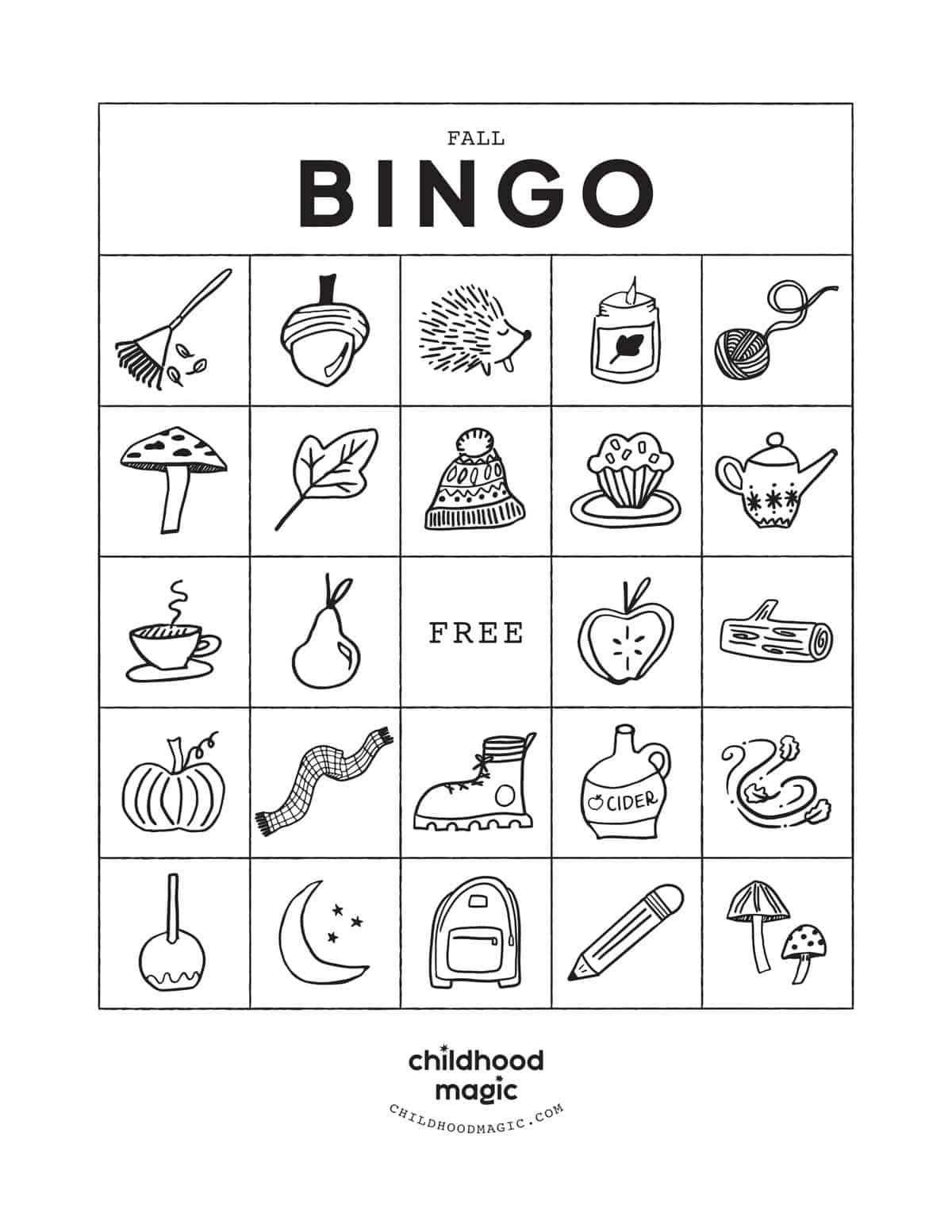 Fall Bingo For Kids - Free Printable Game - Childhood Magic inside Free Fall Printable Bingo Cards