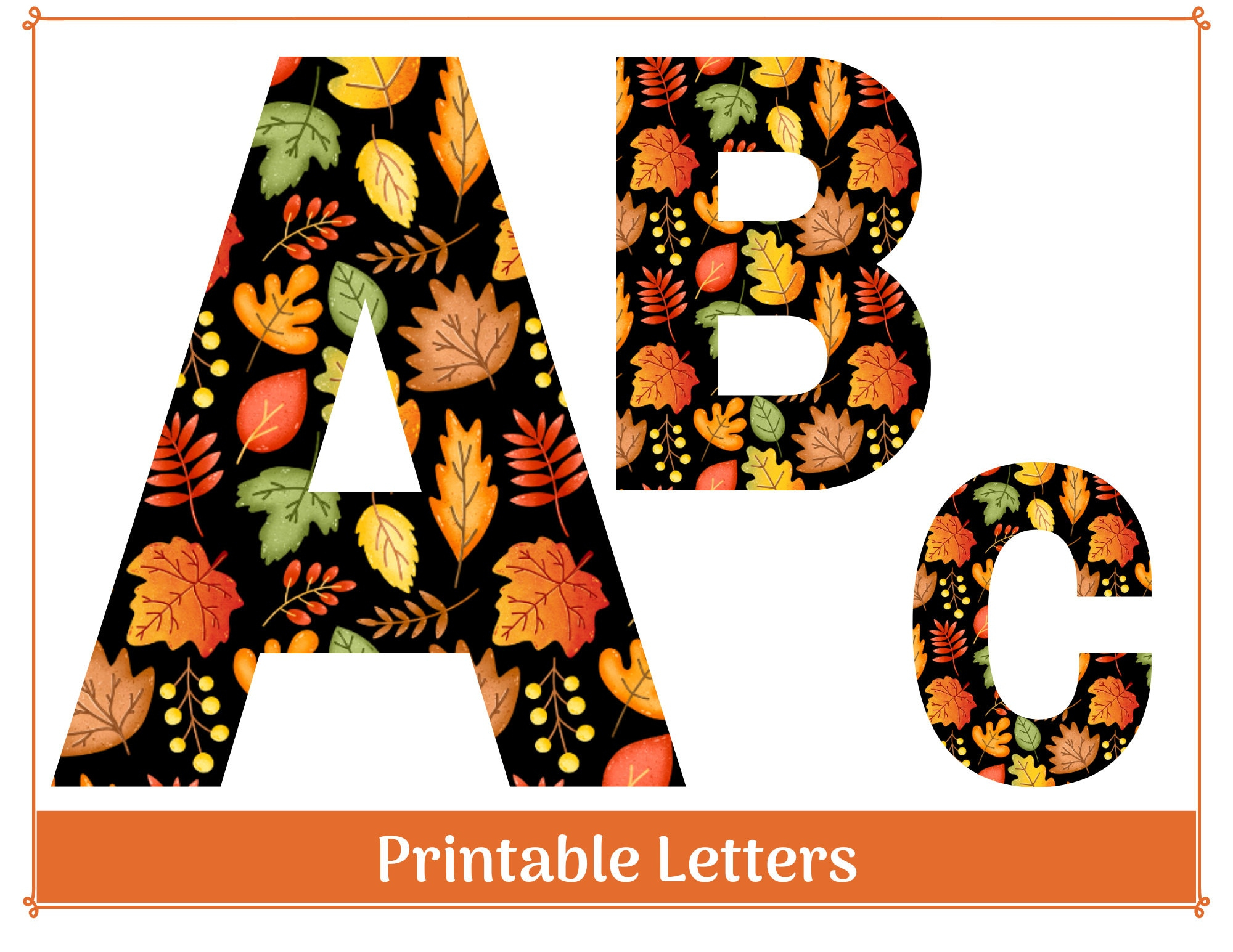 Fall Leaves Alphabet & Numbers Clip Art (Instant Download) - Etsy pertaining to Free Printable Fall Alphabet Letters