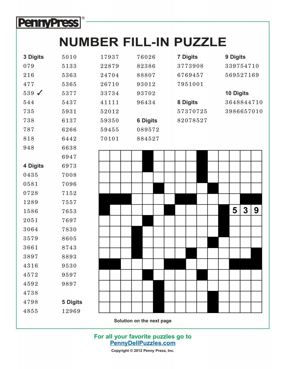 Fill In Puzzles Free Printable - Printable Party Favors pertaining to Printable Number Fill In Puzzles