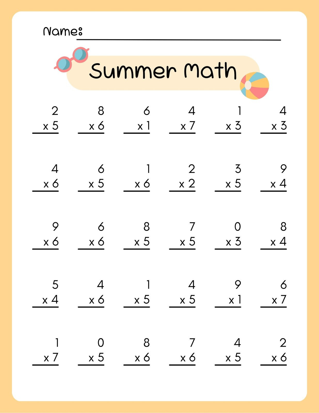 Free 3Rd Grade Math Worksheet Templates To Customize | Canva with Free Printable Math Sheets For 3rd Graders