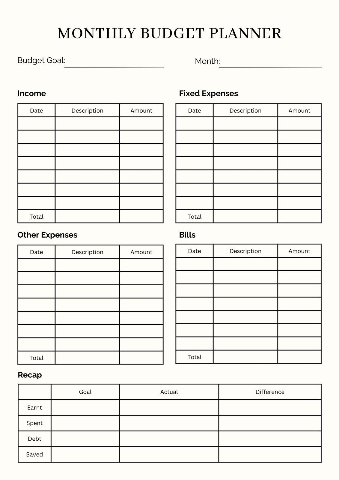Free And Customizable Budget Templates throughout Free Printable Monthly Budget Template