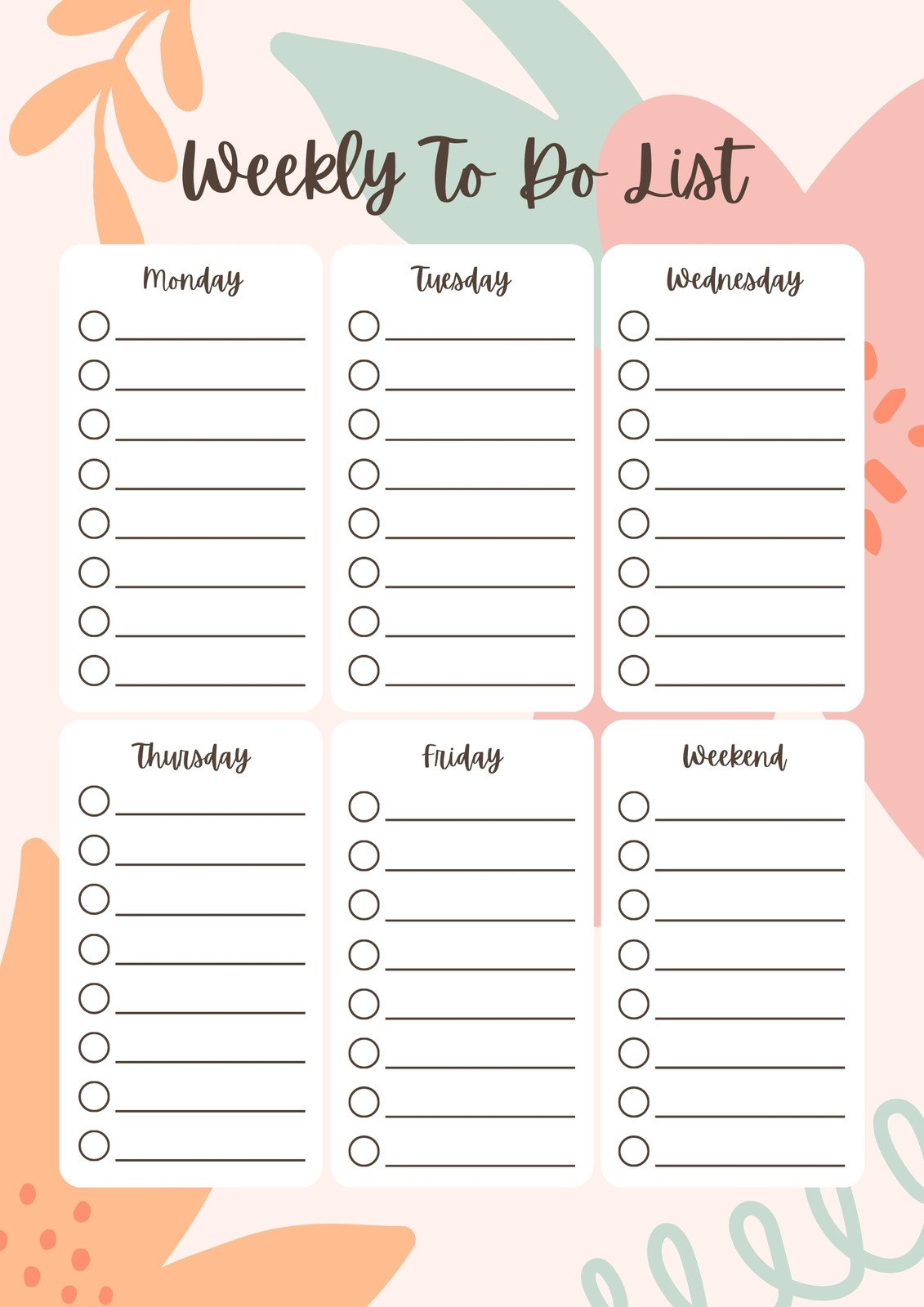Free And Customizable To Do List Templates regarding Weekly To Do List Printable