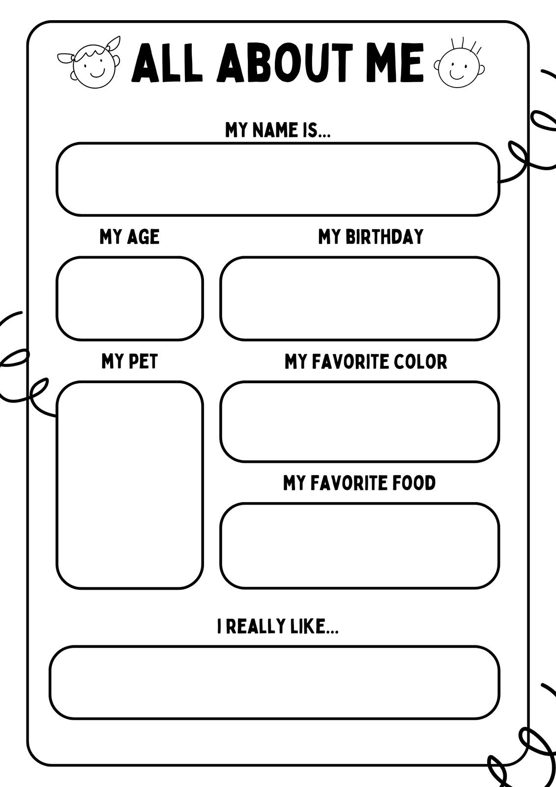 Free And Printable All About Me Worksheet Templates | Canva with Free All About Me Poster Printable