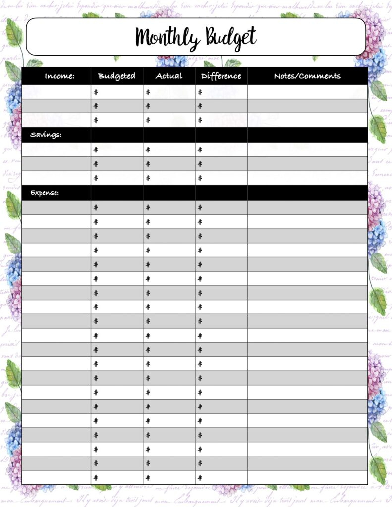 Free Budgeting Printables: Expenses, Goals, &amp;amp; Monthly Budget intended for Free Printable Monthly Expense Tracker