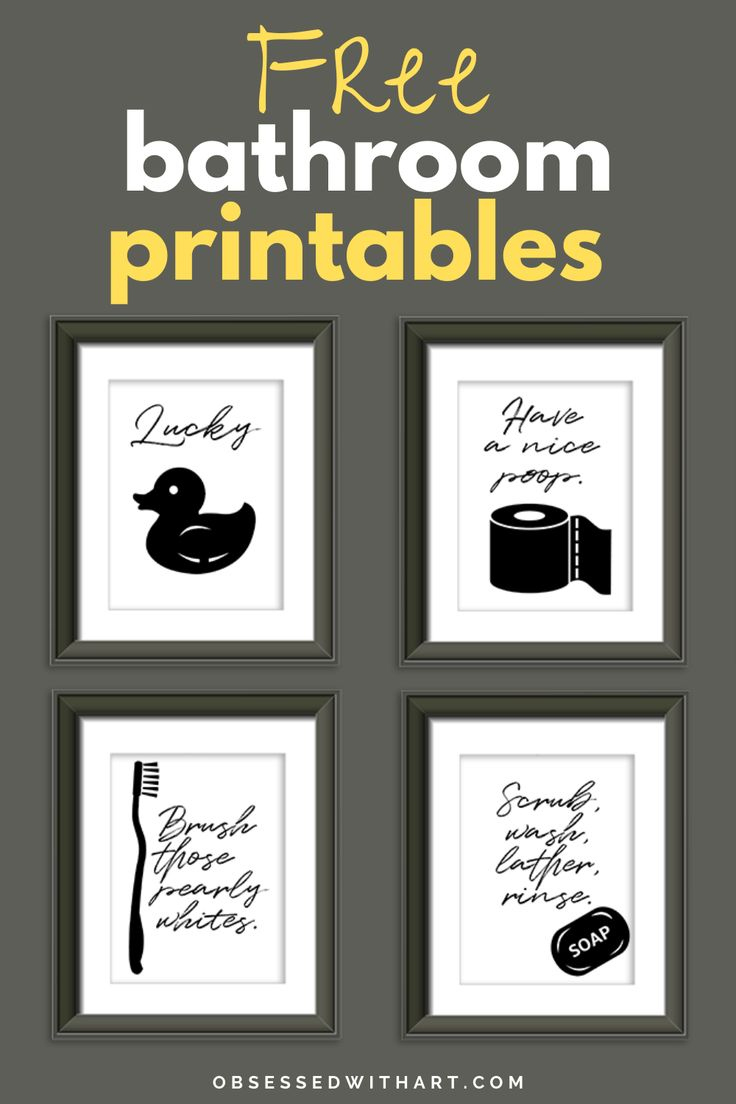 Free B&W Bathroom Printables inside Free Printable Wall Art For Bathroom