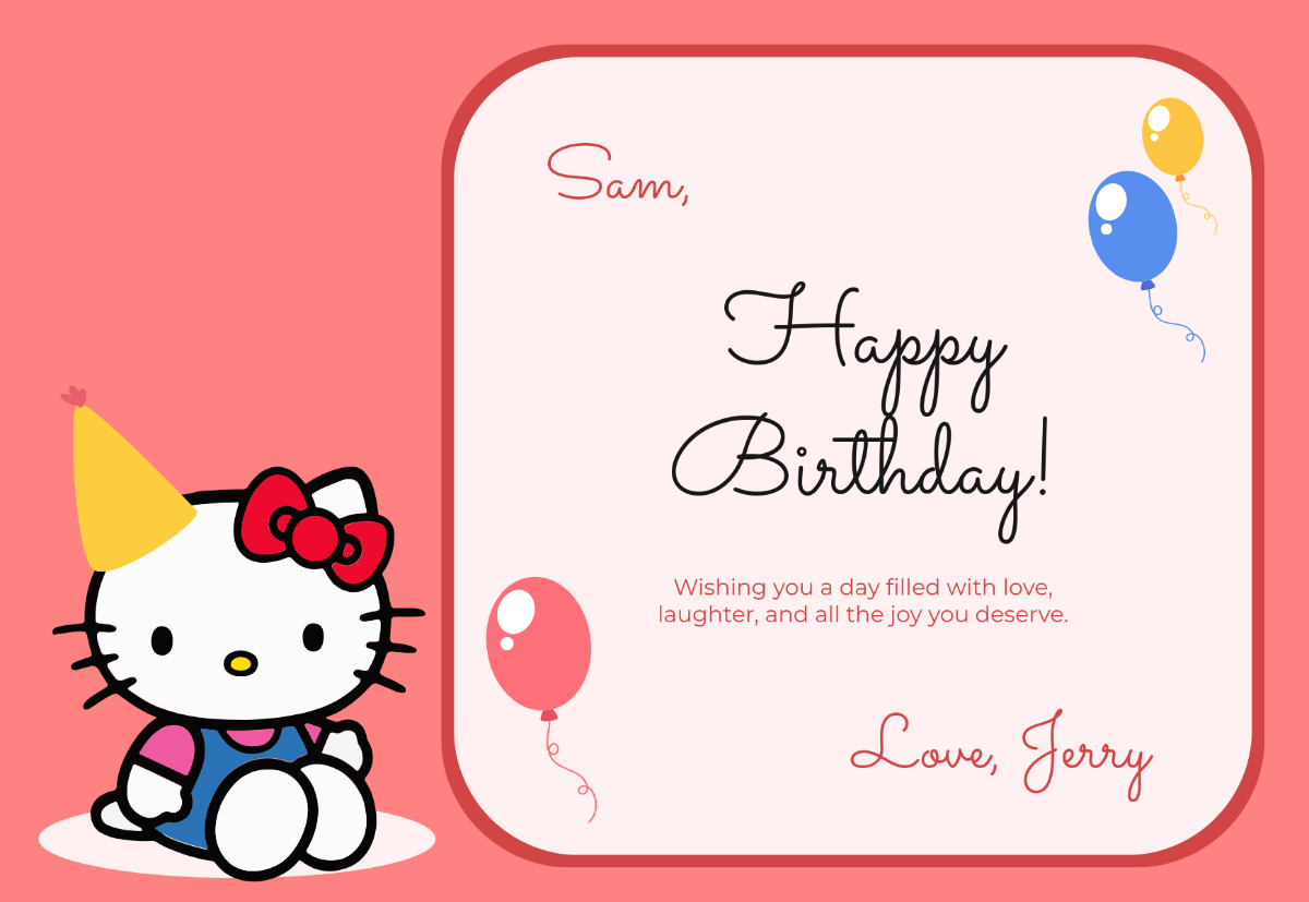 Free Creative Hello Kitty Card Template To Edit Online throughout Hello Kitty Birthday Card Printable
