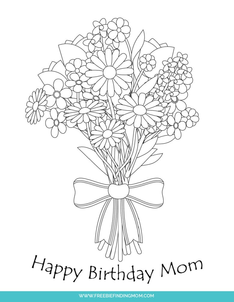 Free Cute Happy Birthday Mom Shapes Coloring Pages Printable intended for Free Printable Birthday Cards For Mum