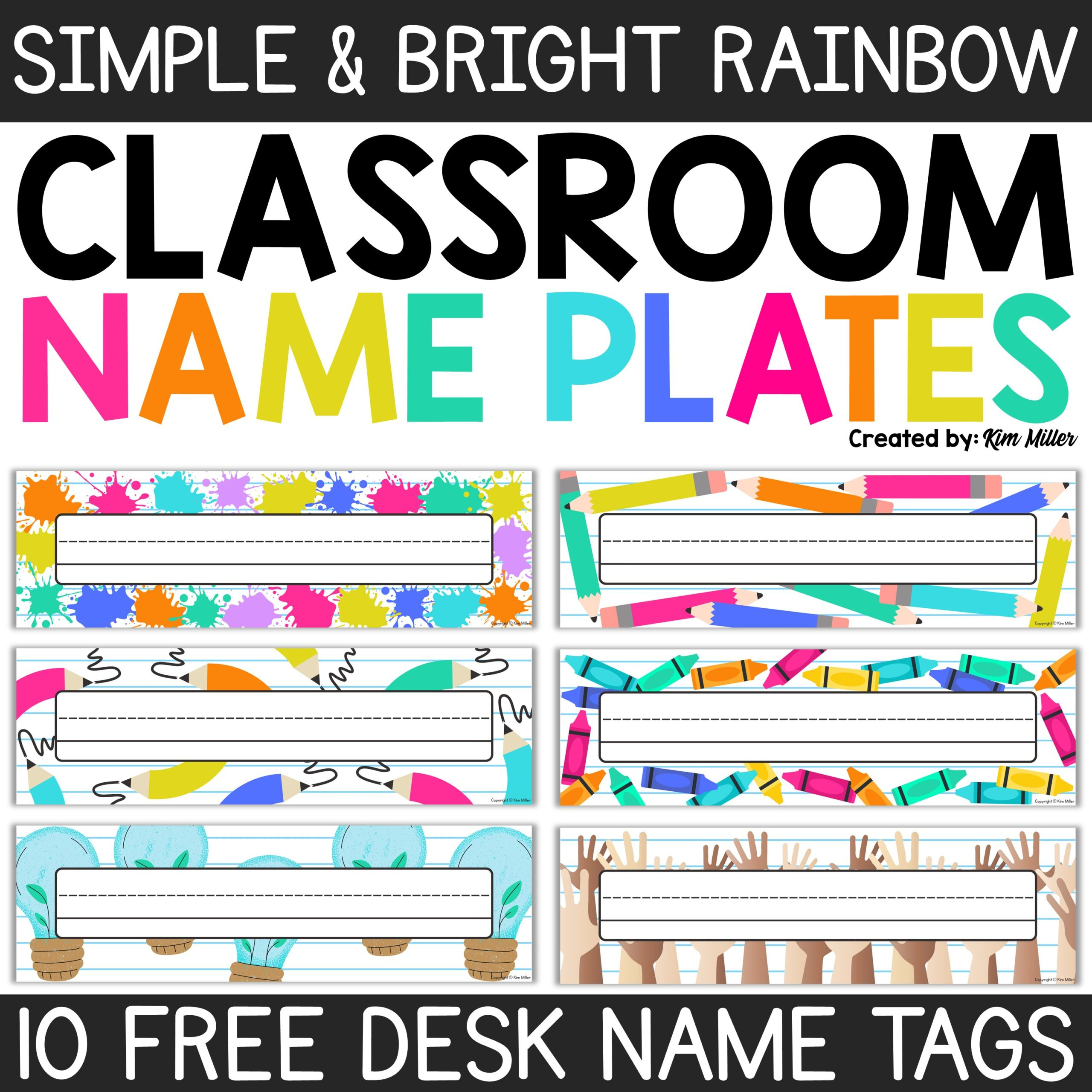 Free Desk Name Tags Bright Rainbow Classroom Decor Student Desk regarding Free Desk Name Tags Printable