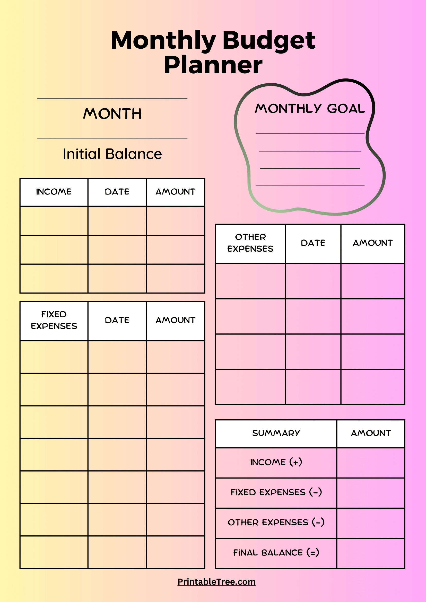 Free Download Printable Monthly Budget Planner Pdf Templates for Free Printable Monthly Budget Template