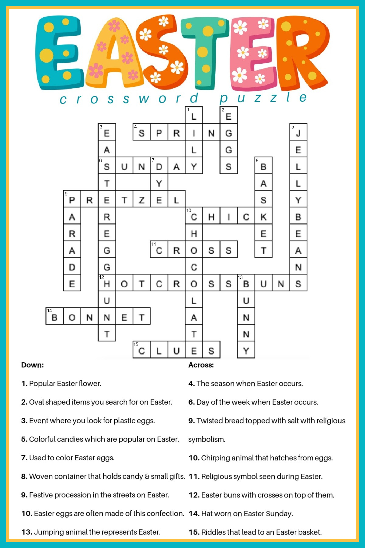 Free Easter Crossword Puzzle Printable - 2 Versions & Answer Key intended for Printable Crossword Puzzles Easy With Answers