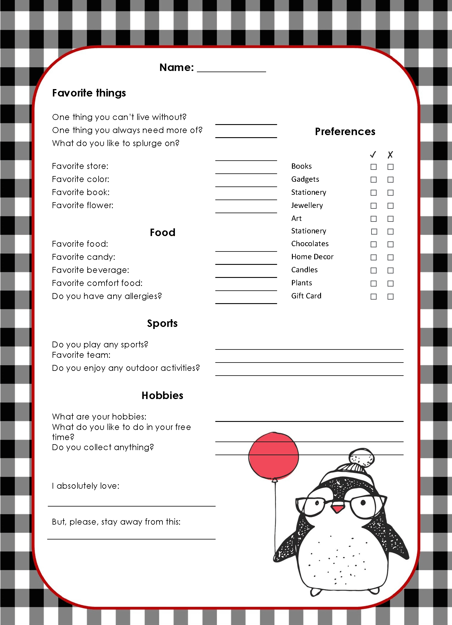 Free Editable Secret Santa Form Template in Secret Santa Questionnaire For Coworkers Printable