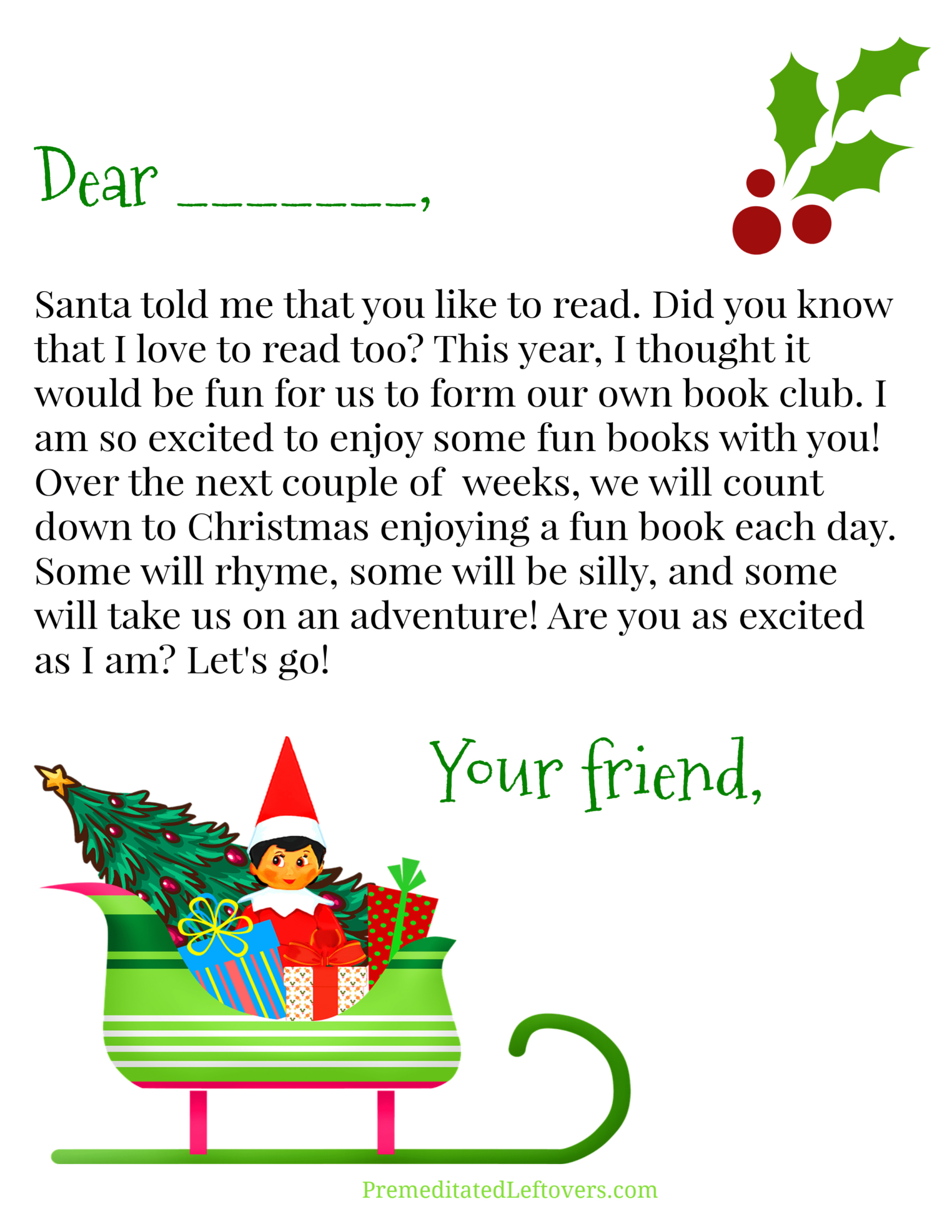 Free Elf On The Shelf Printables - Premeditated Leftovers™ regarding Printable Elf on a Shelf Letter