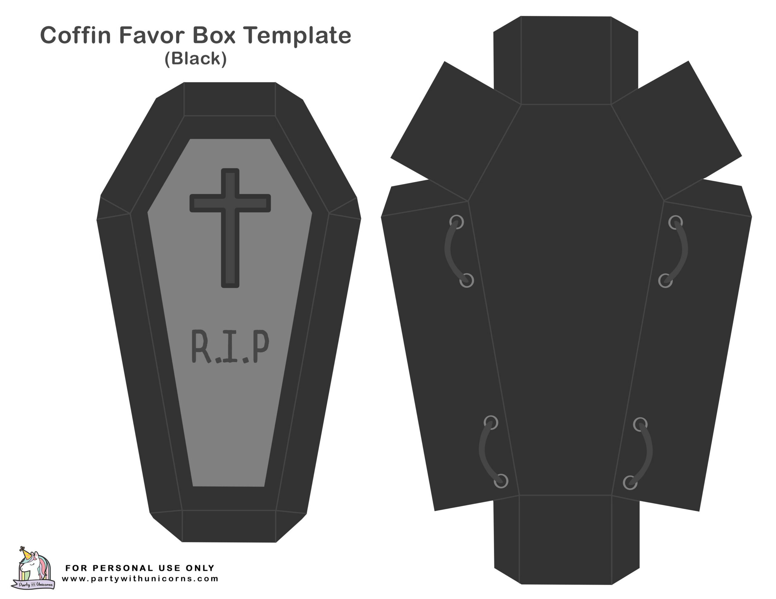 Free Halloween Coffin Favor Boxes Template - Party With Unicorns for Free Printable Coffin Template Printable