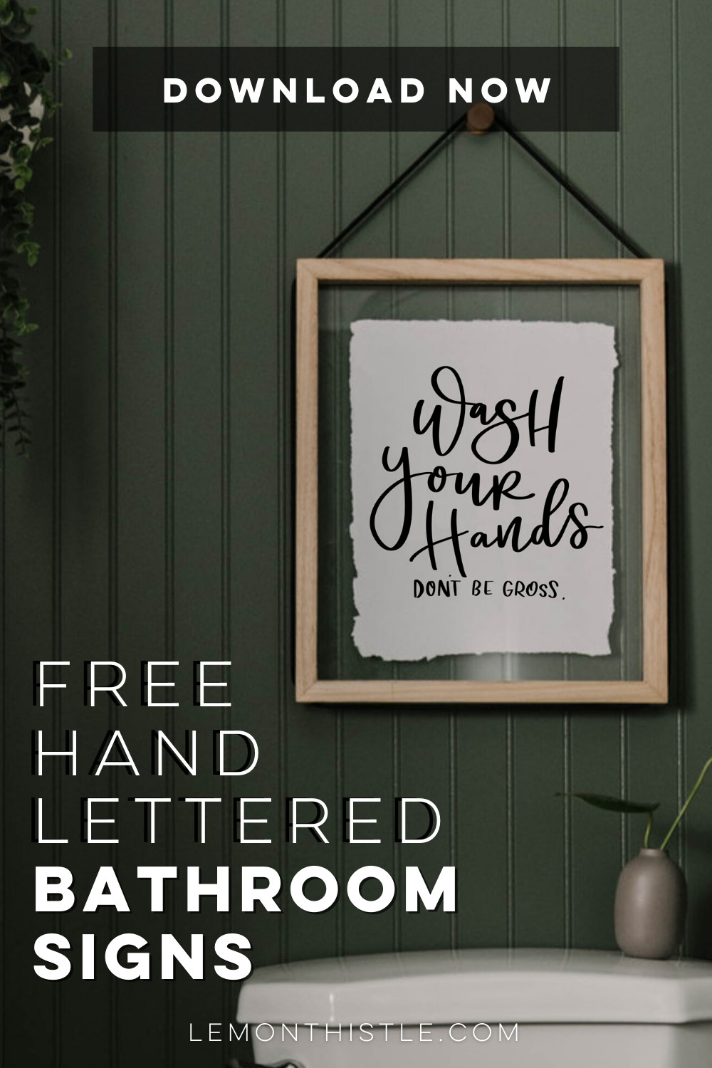 Free Hand Lettered Printable Bathroom Signs - Lemon Thistle in Free Printable Bathroom Wall Art