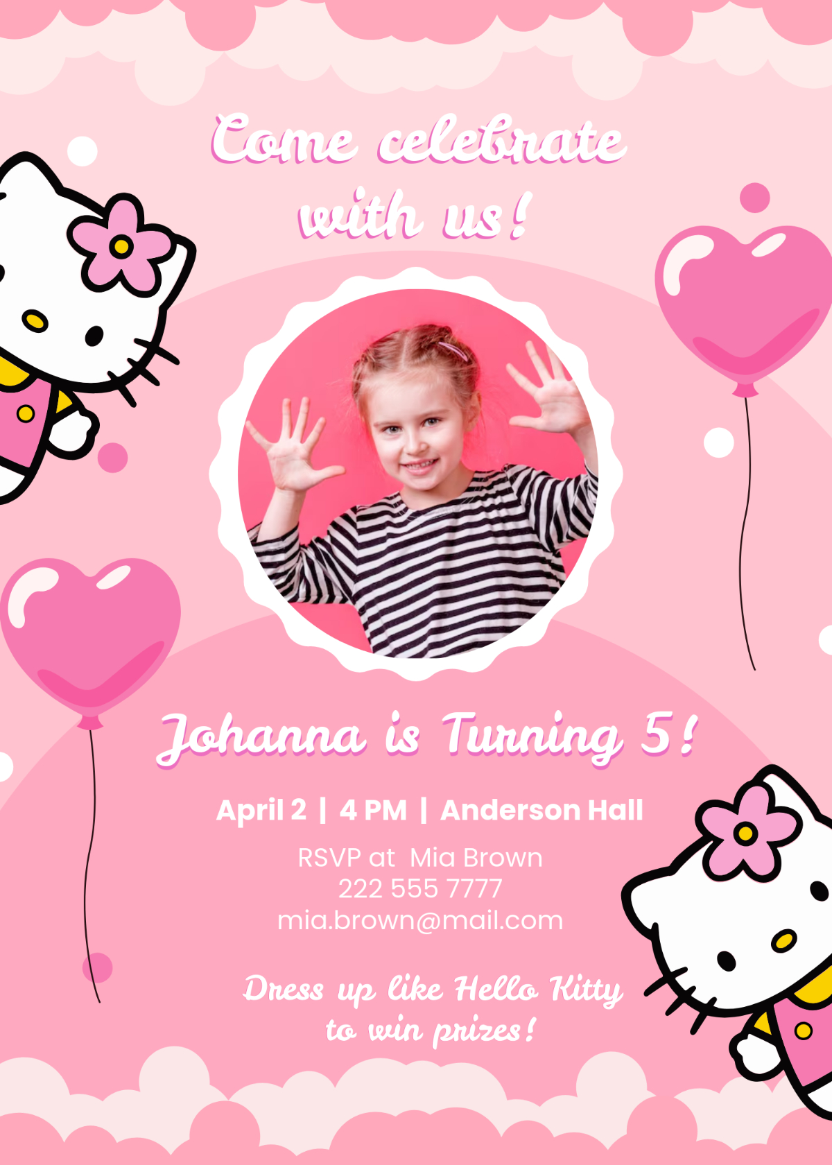 Free Hello Kitty Invitation Templates, Editable And Printable pertaining to Free Printable Invitations Hello Kitty