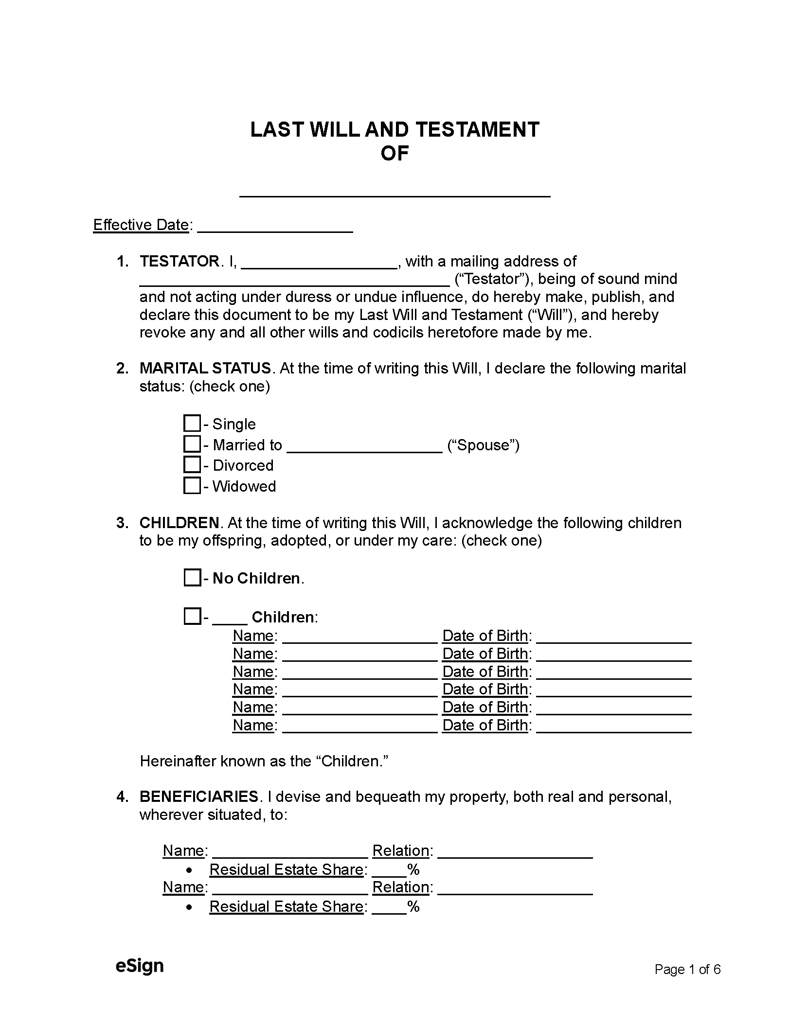 Free Last Will And Testament Template Templates (2) | Pdf | Word inside Free Printable Last Will and Testament