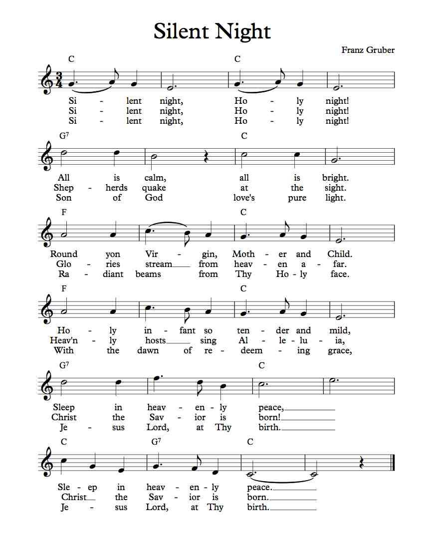 Free Lead Sheet – Silent Night - Worksheets Library within Printable Sheet Music Silent Night