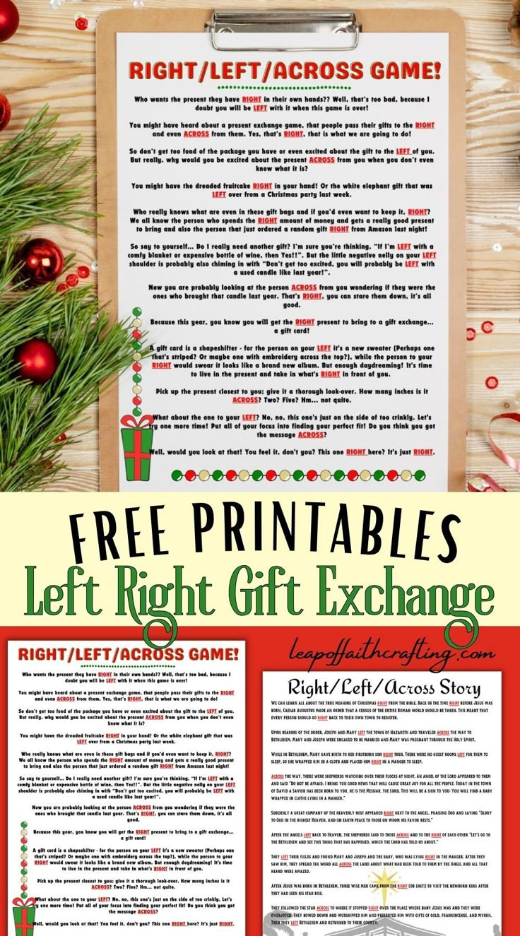 Free Left Right Across Christmas Game Printable (2 Options!) pertaining to Printable Left Right Game For Christmas