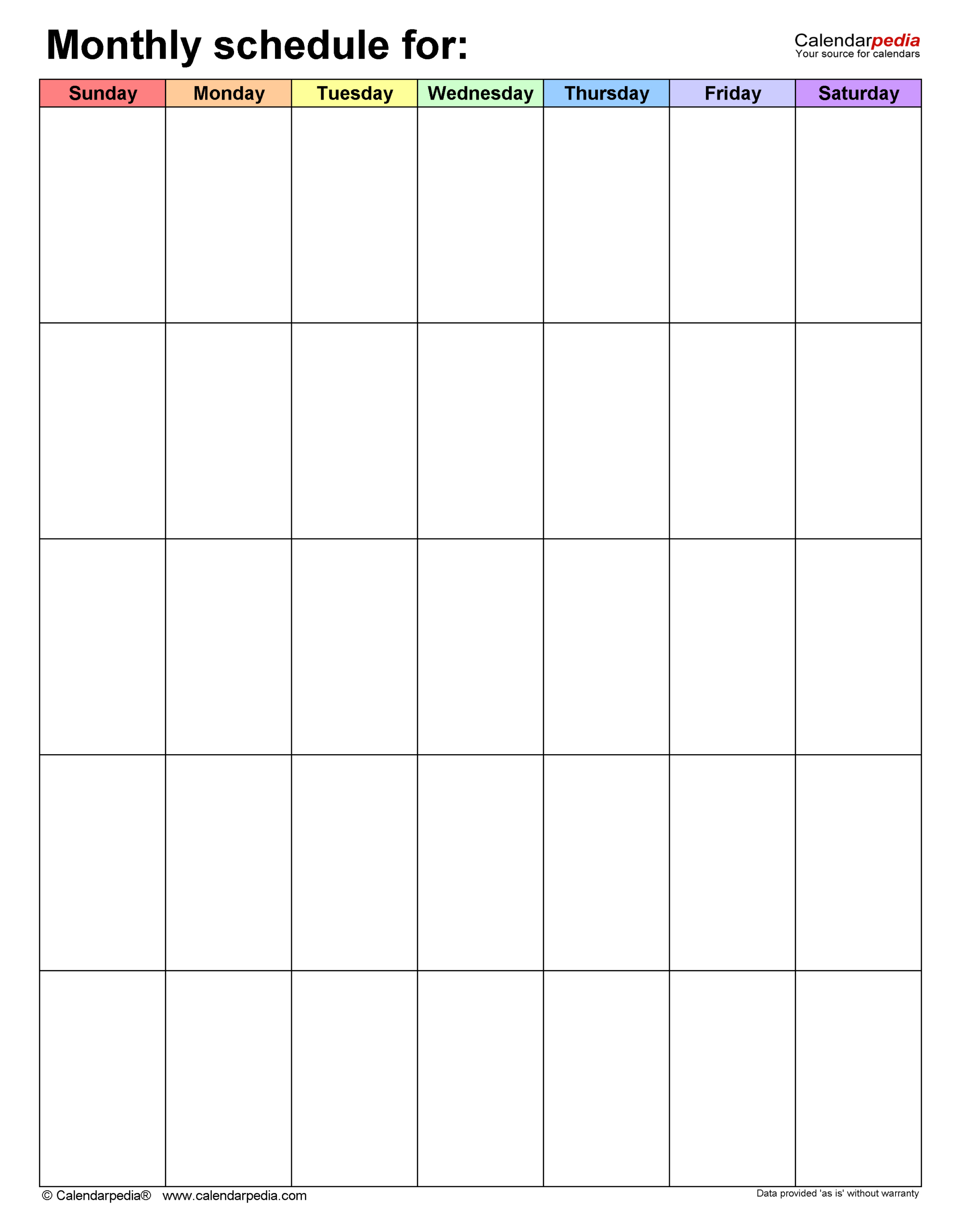 Free Monthly Schedules In Pdf Format - 22 Templates for Printable Monthly Work Schedule Template