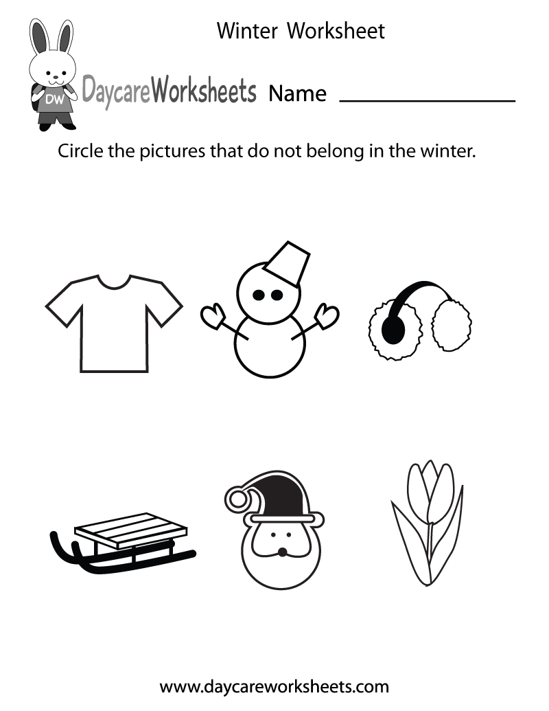Free Preschool Winter Worksheet throughout Free Printable Winter Worksheets For Preschool