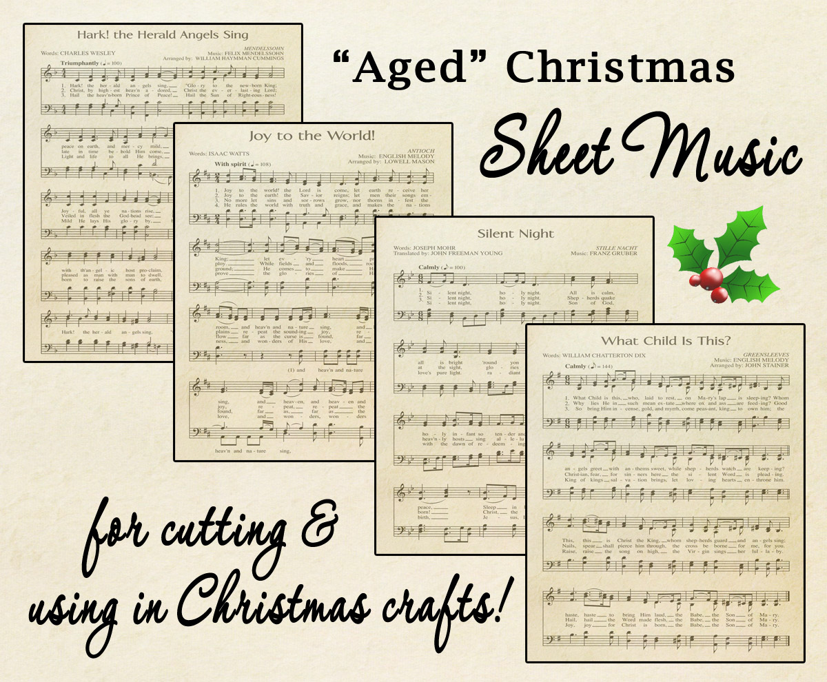 Free Printable “Aged” Music Sheets | Celebrating Holidays for Free Printable Sheet Music For Christmas Carols