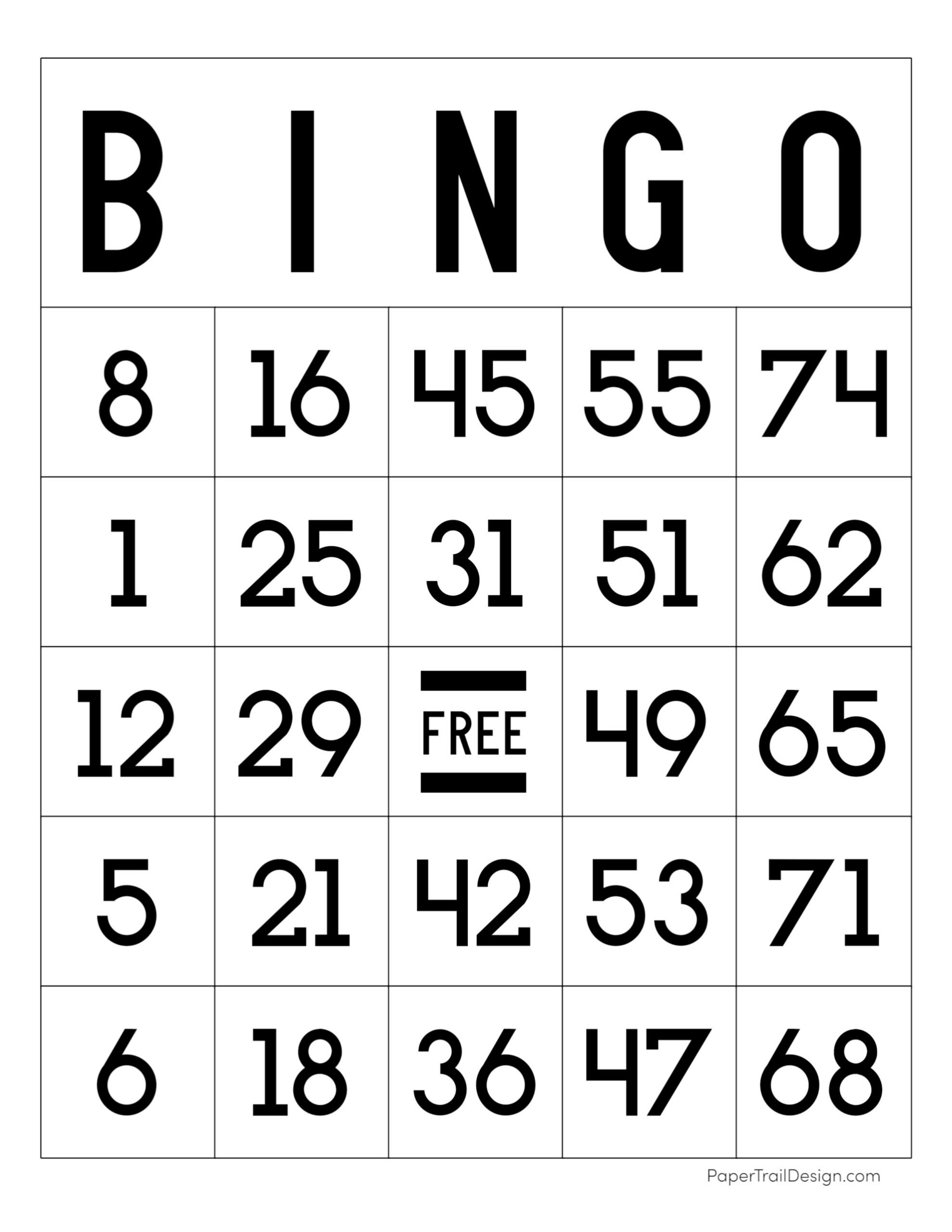 Free Printable Bingo Cards - Paper Trail Design intended for Printable Bingo Cards For Free