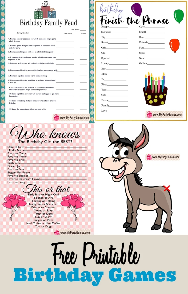 Free Printable Birthday Party Games within Free Printable Birthday Games For Adults