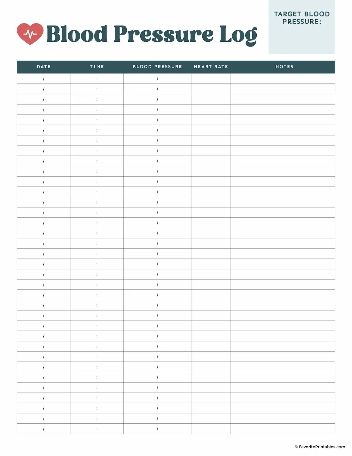 Free Printable Blood Pressure Log - Favorite Printables regarding Daily Blood Pressure Log Printable