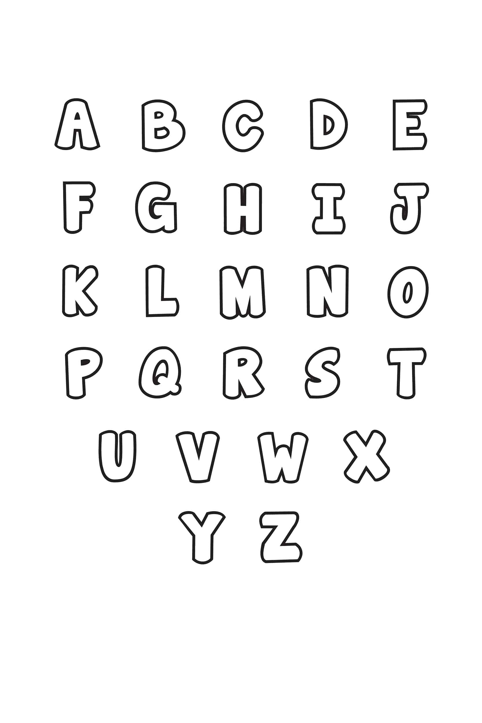 Free Printable Bubble Letter Alphabet Stencils for Free Printable Letter Stencils To Print