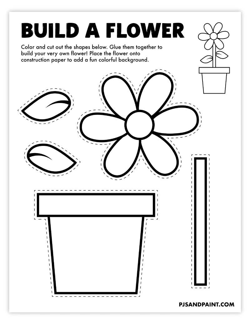Free Printable Build A Flower Activity - Pjs And Paint intended for Free Printable Spring Cut and Paste Worksheets