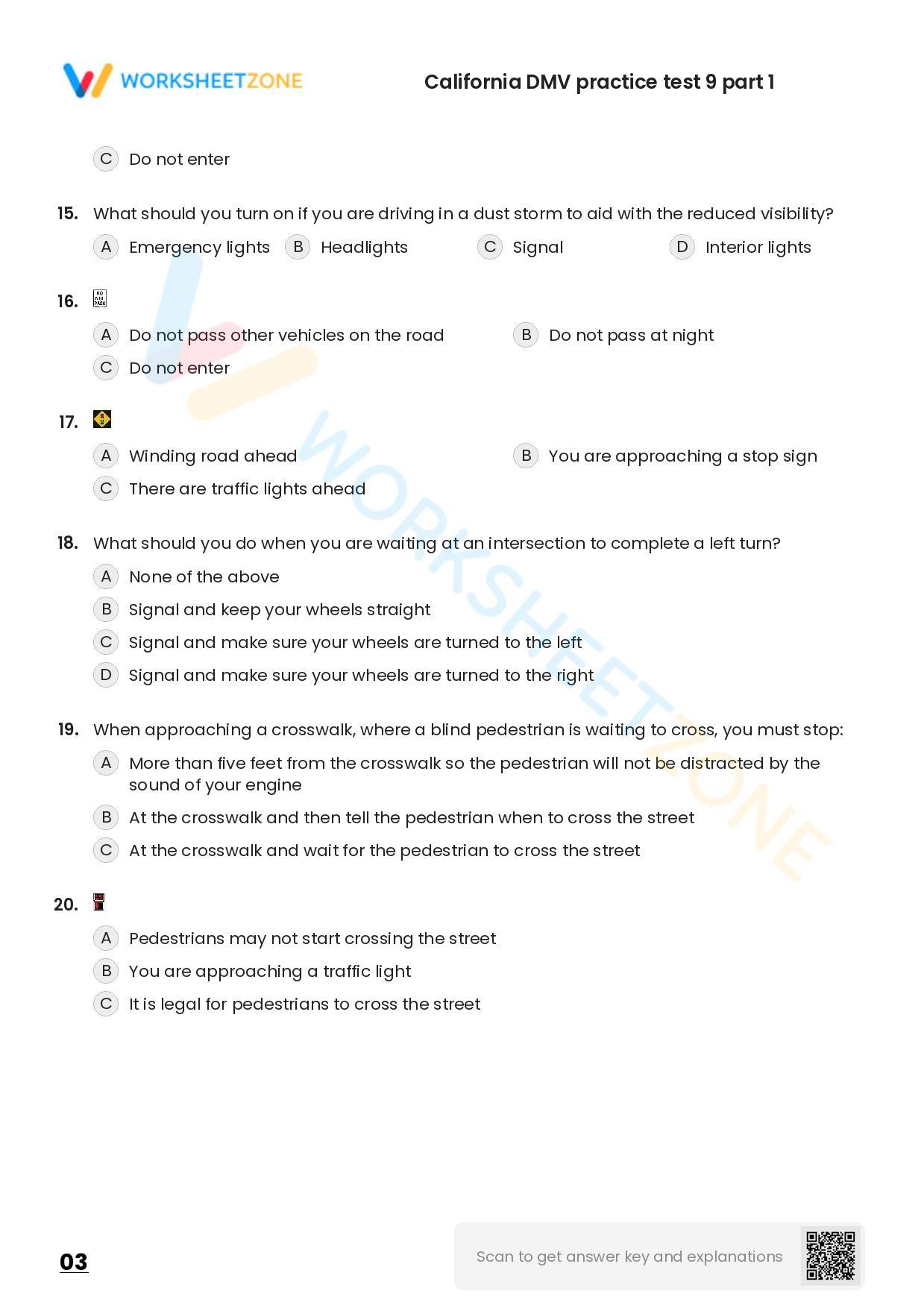 Free Printable California Dmv Practice Test 9 Part 1 pertaining to Printable Practice Drivers Permit Test