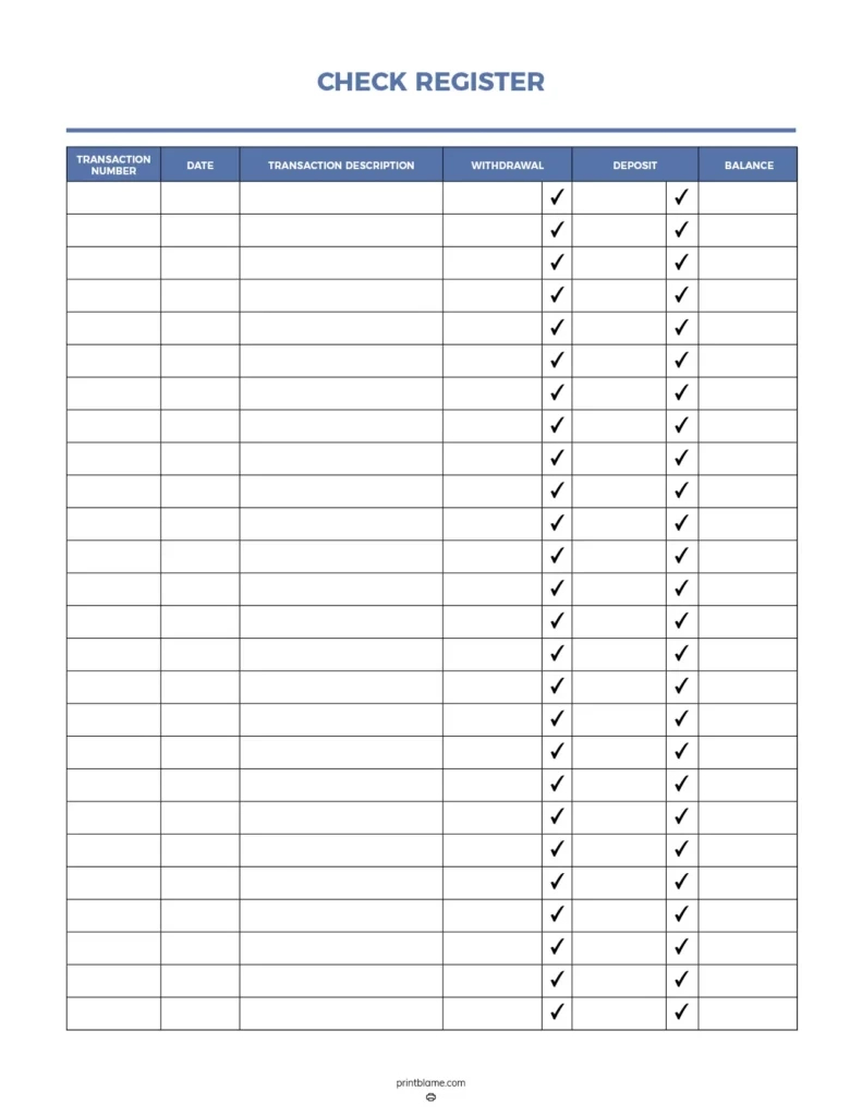 Free Printable Check Registers - 28 Checkbook Ledger Pdfs within Free Printable Check Register Template