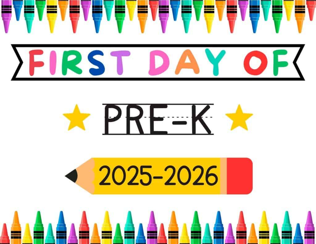 Free Printable First Day Of School Signs For 2025 - Prudent Penny with First Day Of Prek Printable