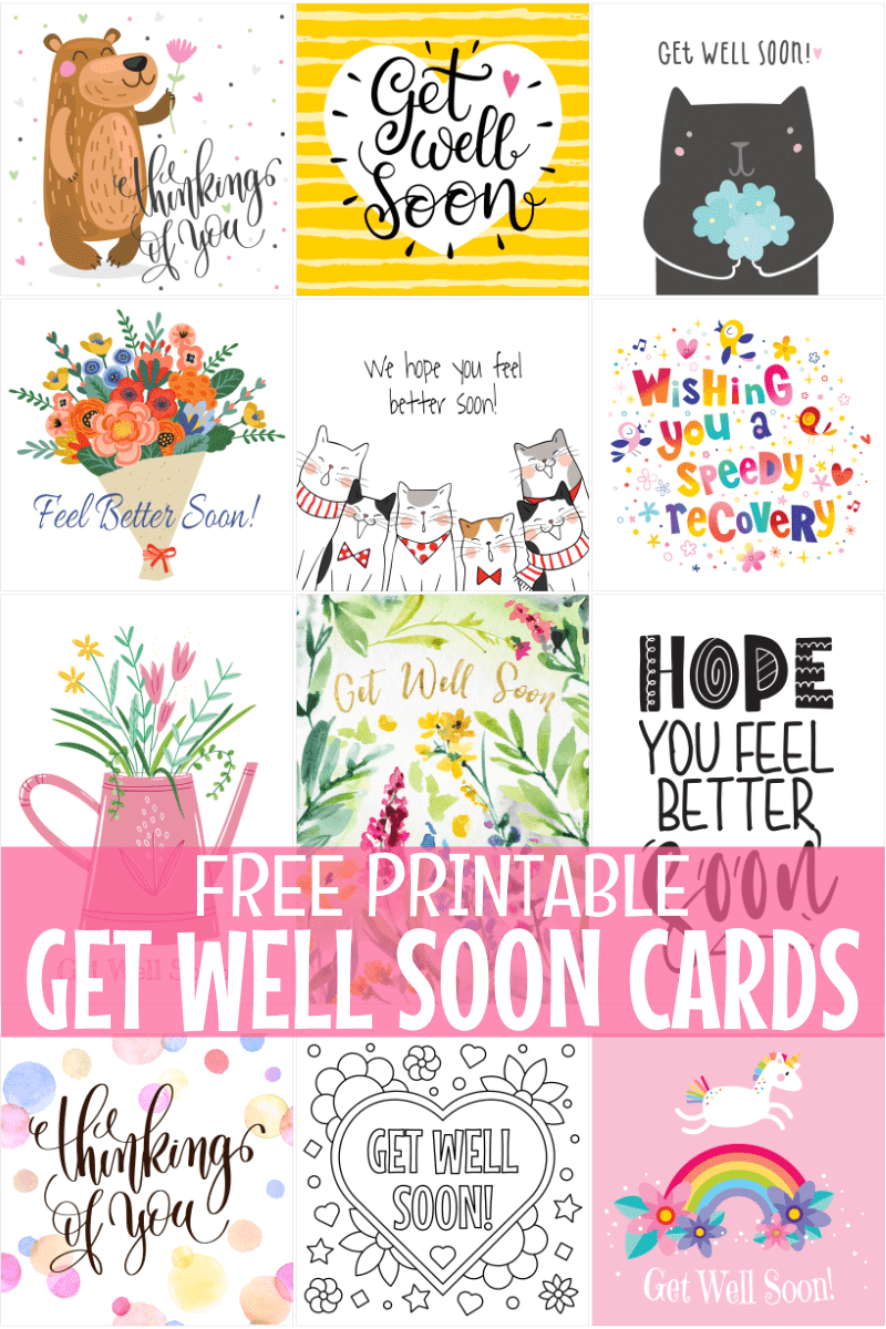 Free Printable Get Well Soon Cards with Get Well Soon Card Printable