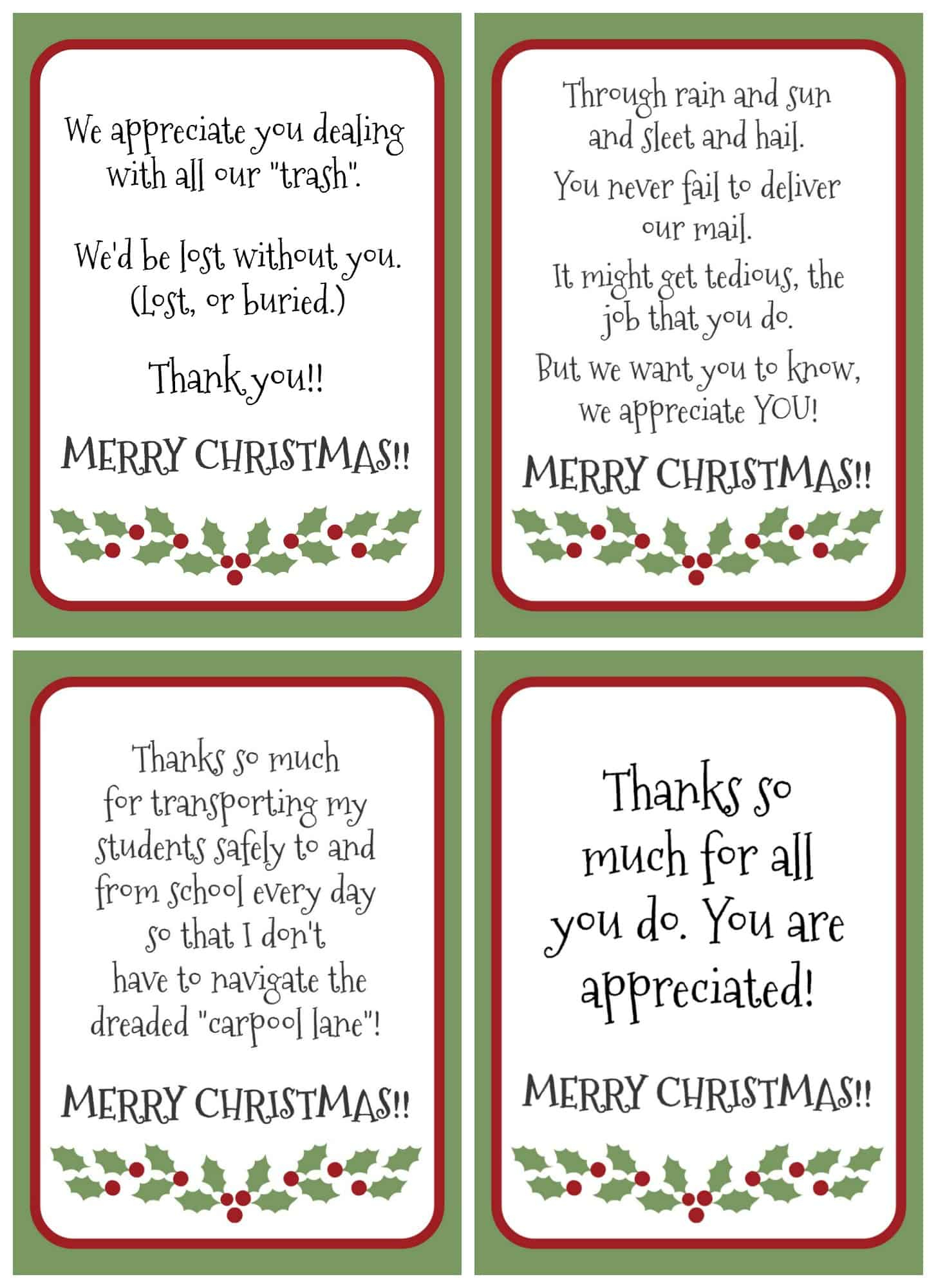 Free Printable Gratitude Christmas Tags - Creationskara for Christmas Thank You Cards Printable Free