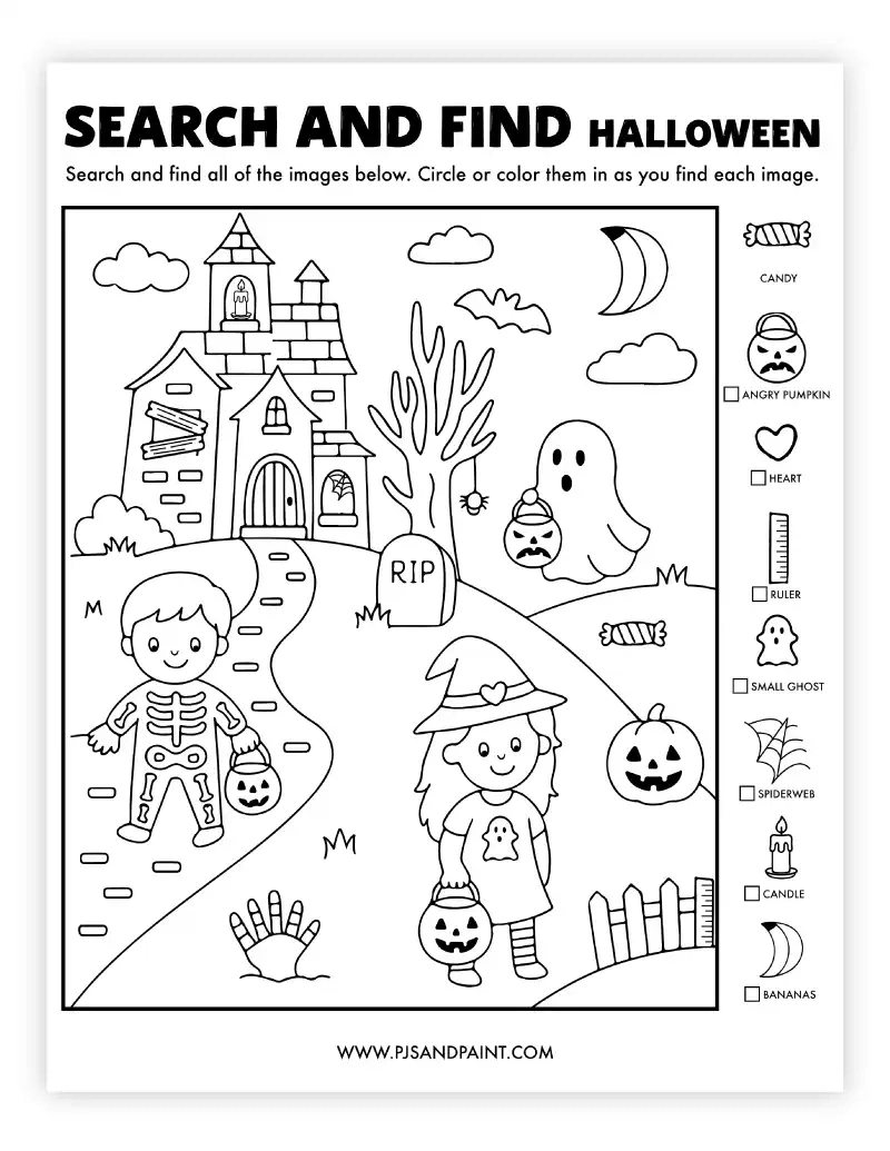 Free Printable Halloween Search And Find - Pjs And Paint pertaining to Hidden Pictures Halloween Free Printables