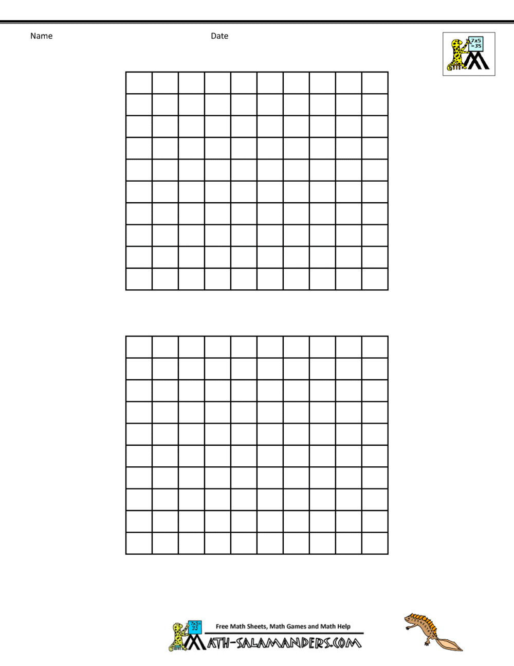 Free Printable Hundred Number Chart within Free Printable Blank 100 Chart