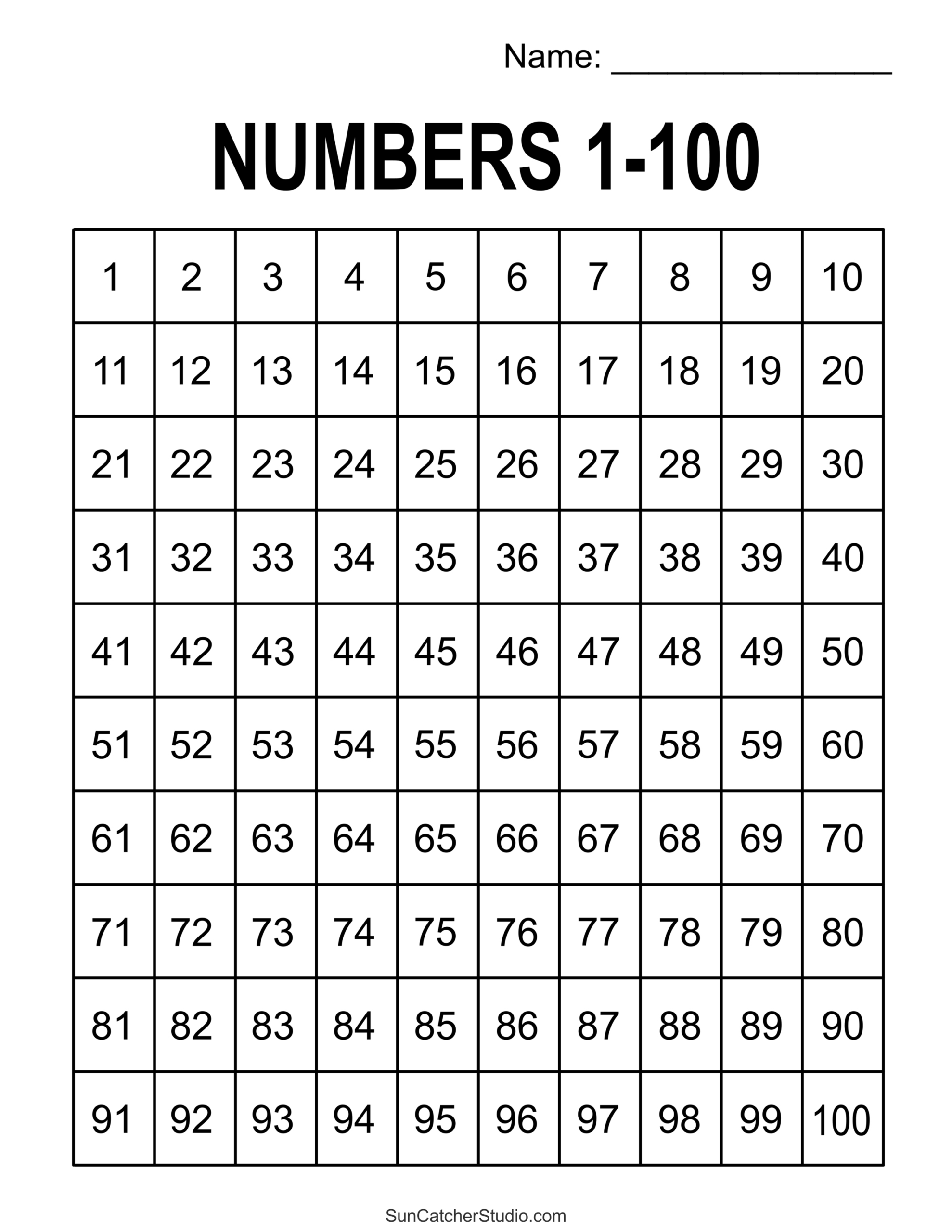 Free Printable Hundreds Charts (Numbers 1 To 100) – Free intended for Free Printable Number Chart 1-100