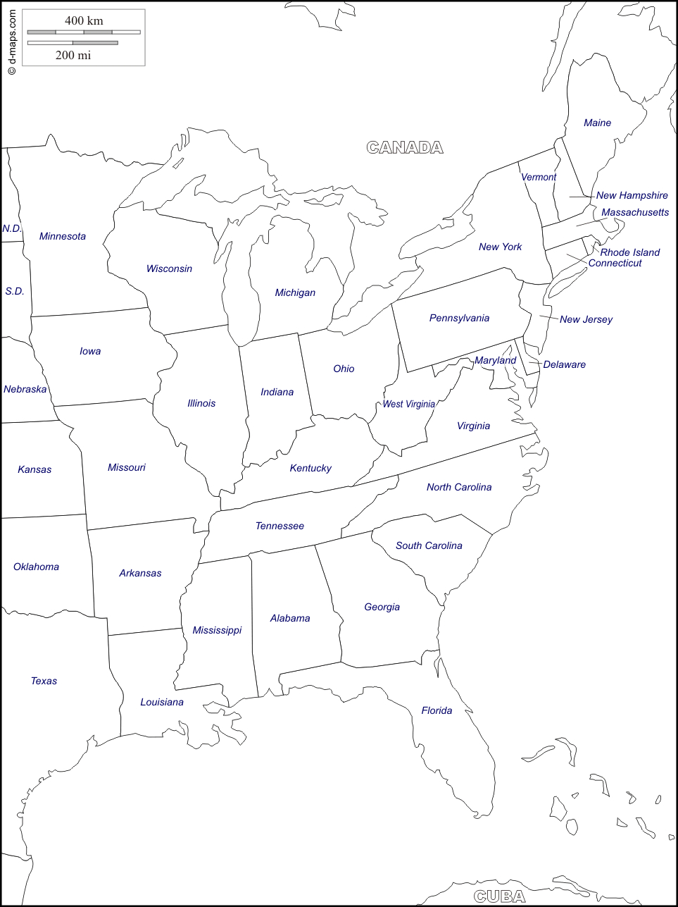 Free Printable Map Of Eastern United States With Cities, Download throughout Printable Map of East Coast of United States
