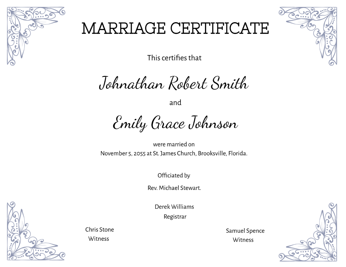 Free Printable Marriage Certificate Templates To Customize Online inside Free Printable Blank Marriage Certificates