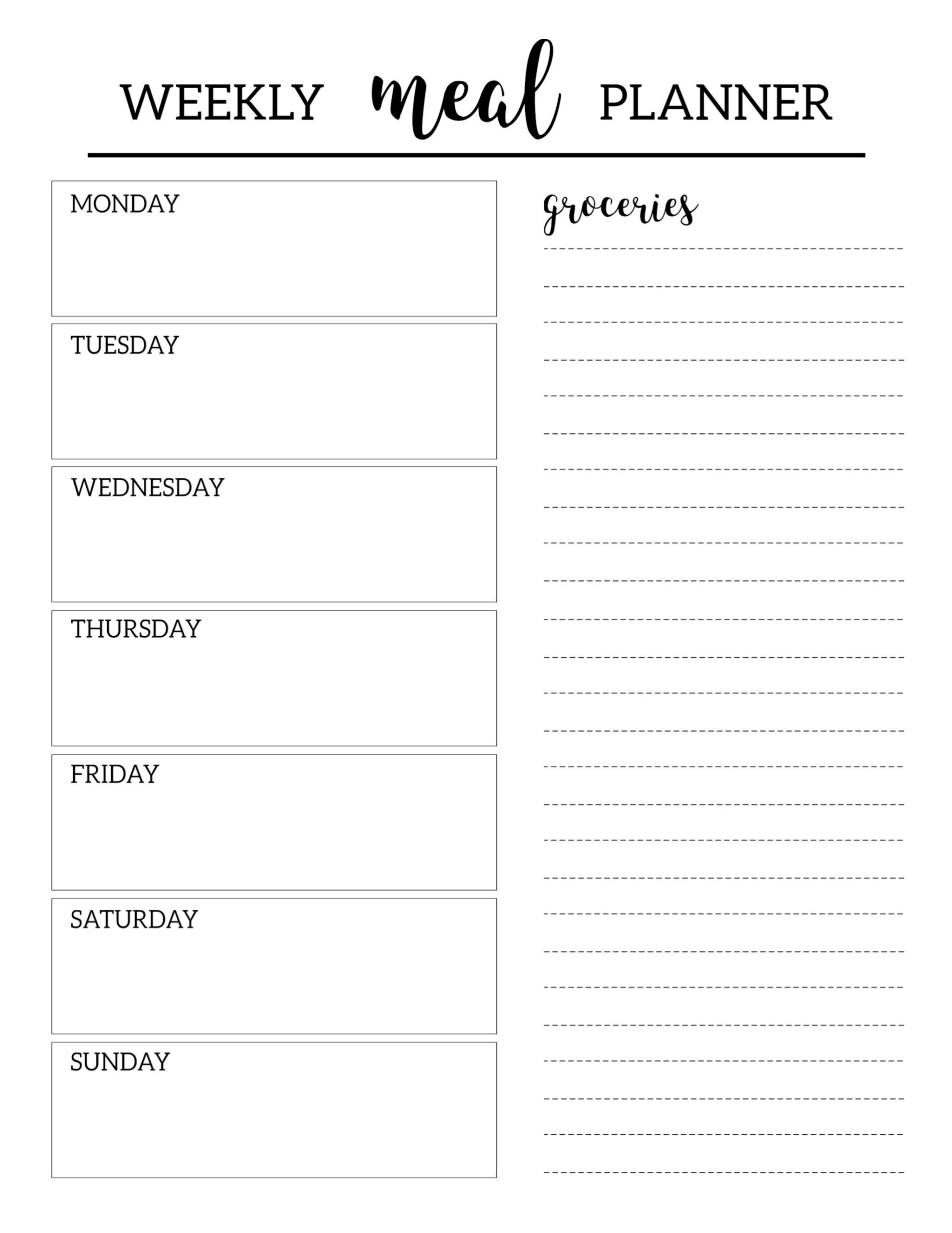 Free Printable Meal Planner Template - Paper Trail Design pertaining to Weekly Meal Planner Printable Template