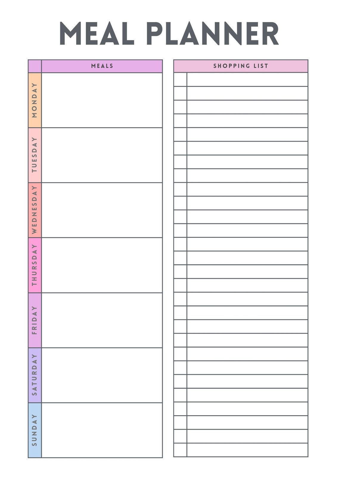 Free Printable Meal Planner Templates To Edit Online | Canva pertaining to Weekly Meal Plan Template Printable