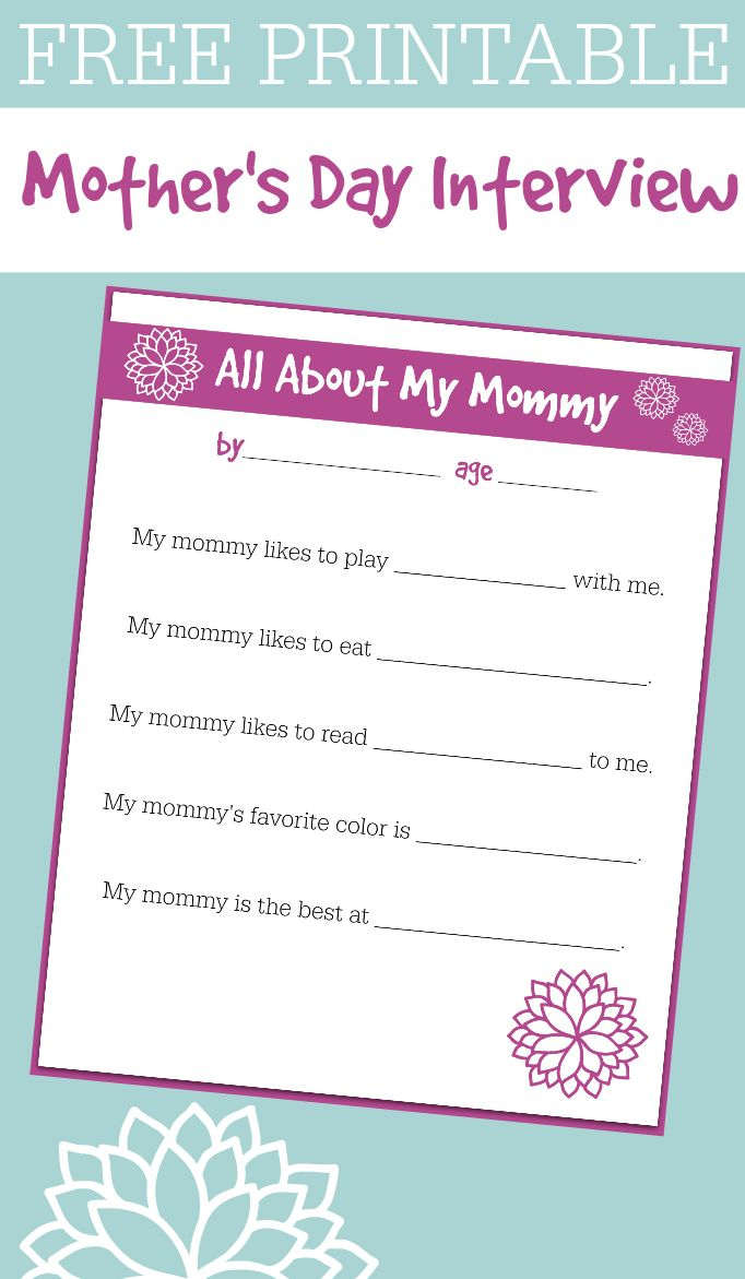 Free Printable Mother&amp;#039;S Day Interview For Kids for Mother&amp;amp;#039;s Day Questionnaire Printable