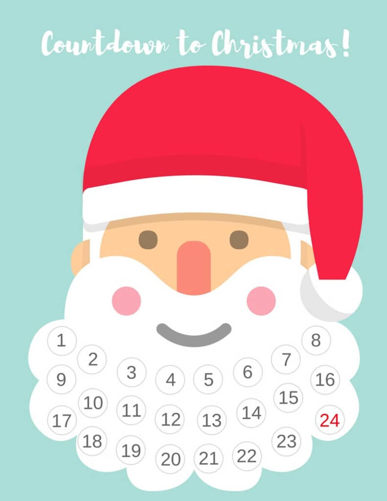 Free Printable Santa Beard Advent Calendar | Diy Countdown To with Free Printable Santa Beard Countdown