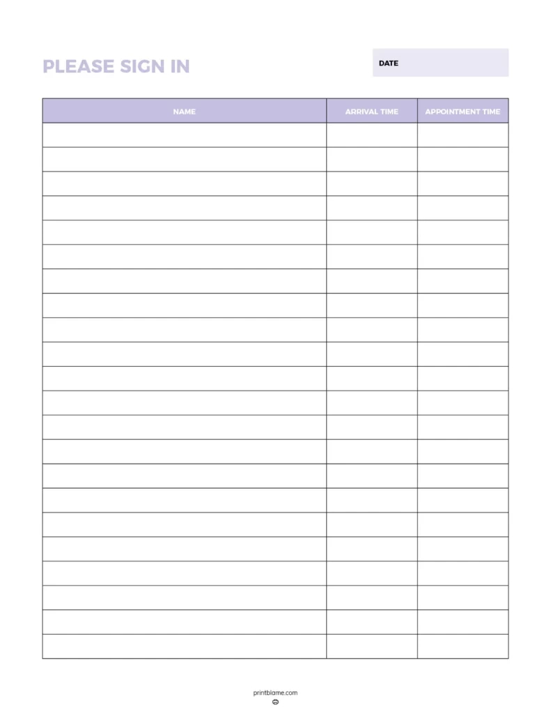 Free Printable Sign In Sheets - 24 Sign In Sheet Pdfs for Free Printable Sign in Sheet Template