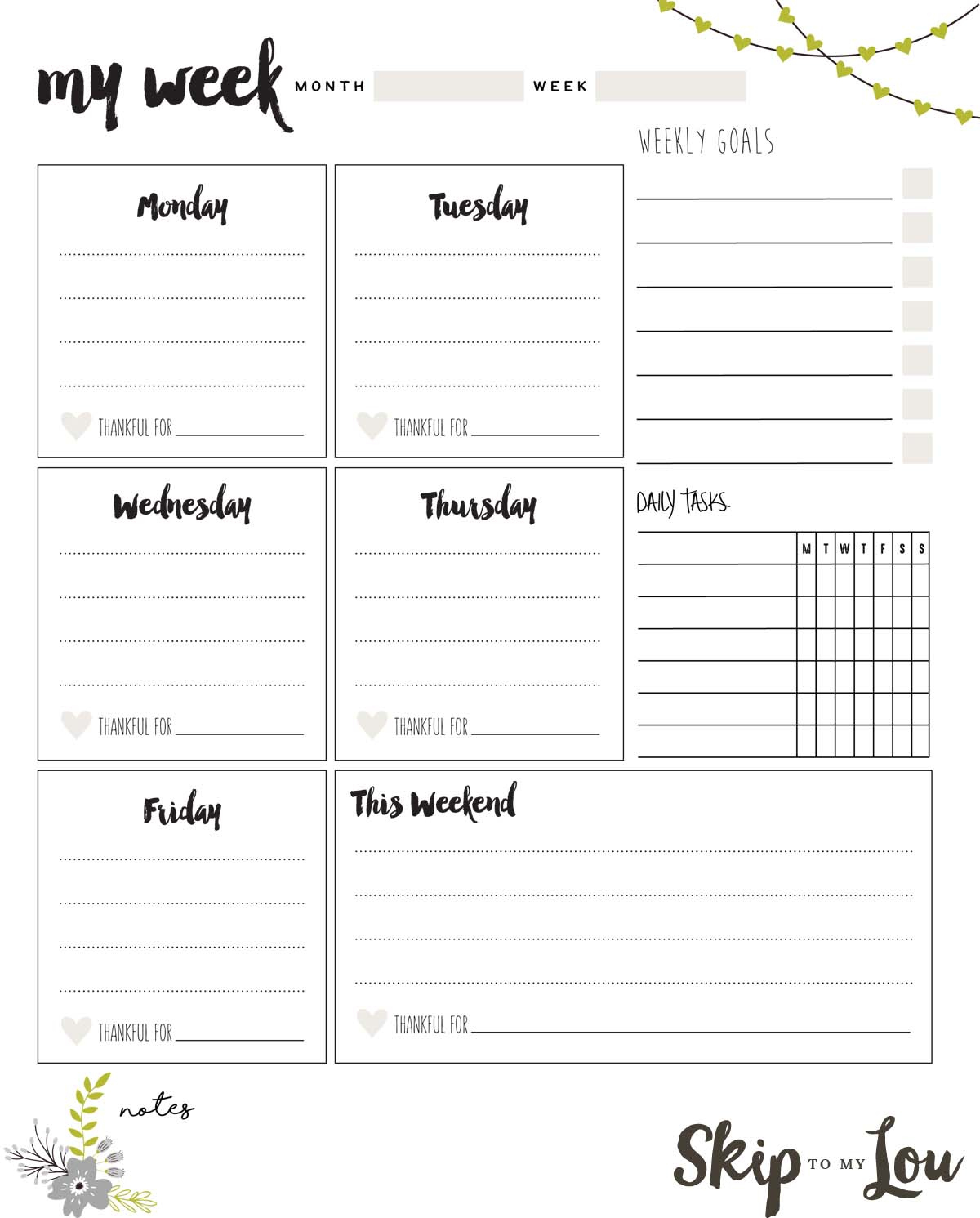 Free Printable Weekly Planner | Skip To My Lou for Weekly Schedule Template Printable Free